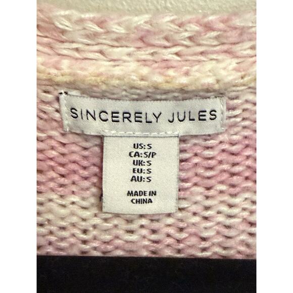 Sincerely Jules Small Knitted Open Front Long Sleeve V-Neck Sweater Pastels - Picture 8 of 8